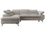ECKSOFA PABLO L Hellgrau Schenille grob gewebt - Links Seite mit T25 Topper