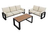 GARTENMÖBEL-SET ELBA: 1x Tisch, 2x Sofa - Beige