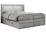 BOXSPRINGBETT GOLD-5 KING LED 180/200 Hellgrau Velvet - H3