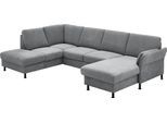 Wohnlandschaft DIE PLANBAR "ZE-EM18013 U-Form, Breite 305 cm", milan silber, B:305cm H:90cm T:200cm, 100% Polyester, Sofas, Wohnlandschaft, wahlweise mit Kopfstützen und Liegearmlehne