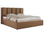 POLSTERBETT SAVINO CLASSIC 160/200 - Braun Kunstleder - Schaum-Matratze