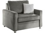 Schlafsofa DIE PLANBAR "MP-PD19021", grau (alu), B:106cm H:90cm T:100cm, 100% Polyester, Sofas, Schlafsofa, mit Längsschläferfunktion 80x210 cm