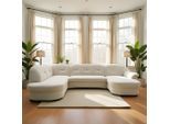 Wohnlandschaft DOMO COLLECTION "FLORES 293x180x86 cm, hochwertig, komfortabel, U-Form", beige (creme), B:293cm H:86cm T:180cm, 100% Polyester, Sofas, Wohnlandschaft, wahlw. mit Bettfunktion, wahlw. mit Federkern, Unser Dauertiefpreis