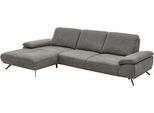Ecksofa DIE PLANBAR "PN-EM18063 L-Form", grau (granit), B:322cm H:89cm T:187cm, Sichtrahmen: Aus Spannplatte mit augesetzten Weildeiche funiert, Sofas, Ecksofa, wahlweise mit echt bezogenem Rücken und Sitztiefenverstellung