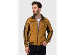 Lederimitatjacke CIPO & BAXX "Jacke", Herren, Gr. S, gelb (mustard), Stoff, 100% Polyurethan, gemustert, regular fit normal, Jacken, aus Kunstleder