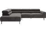 Ecksofa "Tossa, Modernes Design trifft smarte Funktione, Breite 273 cm", grau (schwarz, grau), B:276cm H:71cm T:219cm, 88% Polyester, 12% Polyacryl, SCHÖNER WOHNEN-KOLLEKTION, Sofas, Ecksofa, Motorischer Sitzvorzug, Kopfteil-Funktion & Saugroboter-Höhe