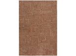 Teppich FLAIR RUGS "Kylo", terrakotta, B:160cm H:12mm L:230cm, Kunstfaser, Teppiche, Teppich, Hoch-niedriger Flor in Wolle-Optik
