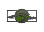 Moosbild, Schwarz, Dunkelgrün, Holz, Metall, Kunststoff, Wellness, rechteckig, 100x50 cm, Fsc, Made in EU, 3D-Effekt, Bilder und Zubehör, Moosbilder