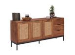 Landscape Sideboard Wiener Geflecht, Akazie, Metall, Akazie, Bambus, Hartholz, 2 Fächer, 3 Schublade(n) Schubladen, 170x75x40 cm, stehend, Holzmöbel, Kleinmöbel Holz, Holzkommoden, Sideboards Holz