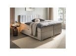 Boxxx Boxbett, Grau, Kunststoff, H3, Höhe ca. 24 cm, 180x200 cm, Bettkasten, gepolstertes Kopfteil, Topper durchgehend, in verschiedenen Größen erhältlich, Matratze geteilt, Schlafzimmer, Betten, Doppelbetten