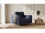 BRUNO Schlafsessel 70cm in Blau | praktische Größe | stabiles Massivholz & Boxspringkomfort
