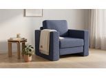 BRUNO Schlafsessel 70cm in Blau | praktische Größe | stabiles Massivholz & Boxspringkomfort