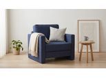 BRUNO Schlafsessel 70cm in Blau | praktische Größe | stabiles Massivholz & Boxspringkomfort