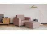 BRUNO Schlafsessel 70cm in Blush Rosa | praktische Größe | stabiles Massivholz & Boxspringkomfort