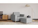 BRUNO Schlafsessel 70cm in Silver Grey Grau | praktische Größe | stabiles Massivholz & Boxspringkomfort