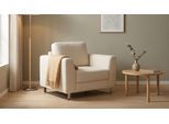 BRUNO Schlafsessel 70cm in Beige | praktische Größe | stabiles Massivholz & Boxspringkomfort
