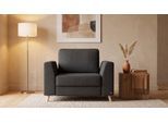 BRUNO Schlafsessel 70cm in Schwarz | praktische Größe | stabiles Massivholz & Boxspringkomfort