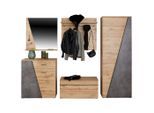 Möbelix , Eichefarben, Dunkelgrau , Holzwerkstoff , 1 Schublade(n) Schubladen , 240x196x38 cm , Garderobe, Garderoben-Set