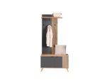 Möbelix , Anthrazit, Eichefarben , Holzwerkstoff , 90x139x38 cm , Garderobe, Garderoben-Set
