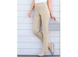 Dehnbund-Hose STEHMANN, Damen, Gr. 24, Kurzgrößen, beige (sand), 72% Viskose, 25% Polyamid, 3% Elasthan, unifarben, lang, Hosen