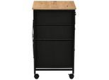 Möbelix , Schwarz, Eiche Artisan , Metall, Textil, Holzwerkstoff , 3 Schublade(n) Schubladen , 40x68x40 cm , Büromöbel, Rollcontainer