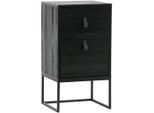 Mid.you , Schwarz , Holz, Metall , Kiefer , massiv , 2 Schublade(n) Schubladen , 74x40x35 cm ,