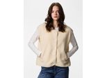 Plüschweste PIECES "PCKATTY TEDDY VEST NOOS BC", Damen, Gr. XL, birch, Plüsch, Obermaterial: 100% Polyester, unifarben, normal, V-Ausschnitt, Westen, Kunstfaser
