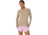 Laufshirt ASICS "ROAD SEAMLESS LS TOP", Damen, Gr. L, greige, Obermaterial: 65% Polyamid, 35% Polyester, Shirts Laufshirt