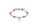Armband PRINZESSIN LILLIFEE "Herz", rosa (edelstahlfarben, weiß, rosa, pink, weiß, rosa, pink), Armbänder, Mädchen, 14cm, Edelstahl, Armband, mit Glasstein