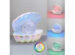 REALITY LEUCHTEN LED Tischleuchte "SHELLY, Deko Tischlampe in Muschelform mit RGB Farbwechsel, 0,8W 15Lm", perlmuttweiß, 1, H: 14,5cm, 1 Stk., Leuchten, Muschel Tischlampe mit Glitzerkugel und Farbwechsel inkl USB-Ladekabel, LED Tischleuchte