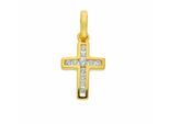 Kettenanhänger ADELIA´S "Kreuzanhänger 333 Gold ( 8K ) mit Zirkonia", gold, Schmuckanhänger, Damen, mit Zirkonia, Gold, Kettenanhänger, Goldanhänger Kreuz