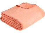 Wohndecke IBENA "Uni Decke Malaga", rot (lachs), B:150cm L:200cm, Baumwolle, Wohndecken, Wohndecke, unifarben