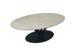Belluti Couchtisch, Schwarz, Taupe, Metall, Glas, Keramik, oval, Bodenplatte, 70x42x120 cm, einfacher Aufbau, Wohnzimmer, Wohnzimmertische, Couchtische, Couchtische Glas