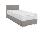 Möbelix , Taupe , Textil , Buche , vollmassiv , H2 , 100x200 cm , gepolstertes Kopfteil , Schlafzimmer, Betten, Polsterbetten
