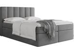 BOXBETT Amira mit Bettkasten, Samt Grau 180/200 cm – 7-Zonen Taschenfederkern-Matratze & Komfortschaum-Topper