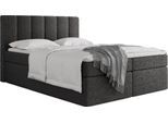 BOXBETT Amira mit Bettkasten, Boucle Schwarz 180/200 cm – 7-Zonen Taschenfederkern-Matratze & Komfortschaum-Topper