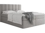 BOXBETT Amira mit Bettkasten, Boucle Grau 180/200 cm – 7-Zonen Taschenfederkern-Matratze & Komfortschaum-Topper