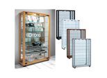 VCM Glasvitrine stehend Vitrine Glas mit ESG-Sicherheitsglas Maße ca. H. 91 x B. 59 x T. 18 cm Standvitrine Glas Modern und platzsparend Glas Vitrinenschrank – Lumo Mini Spiegel