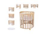 Waldin Babybett OWAL Kinderbett 7in1 mit Matratze, mitwachsendes Kinder-Bett