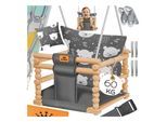 KIDIZ® Babyschaukel Kinderschaukel Schaukelsitz mit Polsterung Holz-Schaukel mit Anti-Kipp bis 60KG Höhenverstellbar Indoor & Outdoor 0,5 - 3 Jahre Montagezubehör & Sicherheitsgurt
