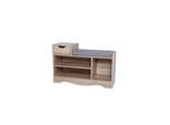 Happy Home Schuhbank mit Sitzkissen & Schublade – Schuhschrank für 6-8 Paar Schuhe – Schuhregal Holz – Sitzbank Flur Eingangsbereich – HFH06-HOL