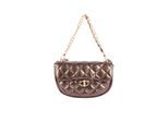 Faina Schoudertas in metallic look Dames DONKER GOUD
