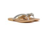 Tower Footwear Metallic Bead Thong Damen Silber Sandalen