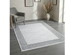 Teppich SEHRAZAT "Venus 7798", weiß (grau), B:80cm H:11mm L:150cm, Obermaterial: 60% Polyester, 40% Polypropylen, Teppiche, Teppich, Kurzflor, Orient Vintage Optik, mit Fransen, Wohnzimmer