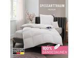 Gänsedaunenbettdecke SPESSARTTRAUM "Premium****, hergestellt in Deutschland, Bettdecken für Sommer, Winter", weiß, B:135cm L:200cm, Bezug: 100% Baumwolle. Füllung: 100% Gänsedaunen, Bettdecken, 4 Wärmeklassen & 5 Größen, Bestseller