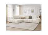 Ecksofa Everest, Weiß, Kunststoff, 4-Sitzer, Füllung: Komfortschaum, Ottomane rechts, 352x210 cm, Rücken echt, Armteil links, Wohnzimmer, Sofas & Couches, Wohnlandschaften