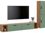 Schrank-Set HOME AFFAIRE "ENESTE, 6-teilig, in verschiedenen Farben, individuell kombinierbar", grün (artisan eiche nachbildung, smoke grün), B:259cm H:34cm T:182cm, Spanplatte, Kastenmöbel-Sets, Stauraumelement, Kombination, Wohnkombination, Schrankwand, Lowboard
