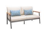 Modante 2,5-Sitzer, Hellgrau, Dunkelgrau, Teak, Holz, Metall, Textil, Teakholz, Hartholz, Füllung: Polyester, 161x75.5x82 cm, Wohnzimmer, Sofas & Couches, Sofas, 2-Sitzer Sofas