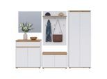 Carryhome Garderobe Malea, Weiß, Eiche Artisan, Holzwerkstoff, 236.5x193x41.4 cm, Garderobe, Garderoben-Set & Garderoben-Serien, Garderoben-Sets