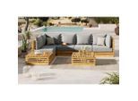 Ambia Garden Loungegarnitur, Akazie, Holz, Kunststoff, Akazie, vollmassiv, Füllung: Polyester, einzeln stellbar, 287x212 cm, Loungemöbel, Gartenlounge-Sets